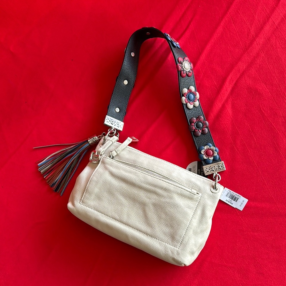 Brighton Cream and Black Shoulder Bag with Stylish Tassel